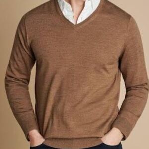NEW Old Navy V-Neck Sweater for Men Tan ( Upper Crust) L Tall Large